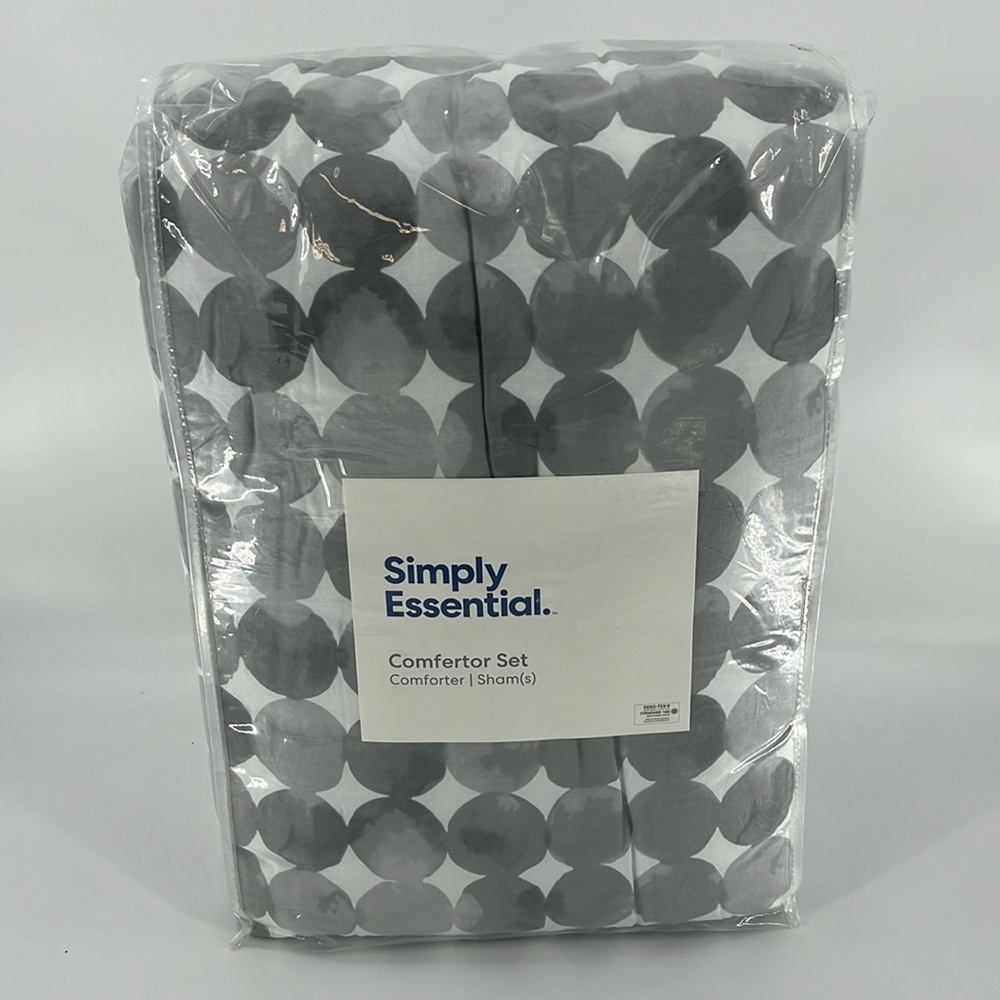 SIMPLY ESSENTIAL Comforter Set Twin/TwinXL Watercolor Dot Grey